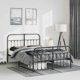 Metal Bed Frame without Mattress with Footboard Black 150x200cm 352598