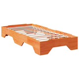 Bed Frame No Mattress Stackable Wax Brown 90x190 cm Single Solid Wood 859210