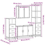 4 Piece Bathroom Furniture Set Brown Oak Engineered Wood 3301254