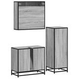 ZNTS 3 Piece Bathroom Furniture Set Grey Sonoma Engineered Wood 3301048