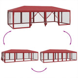 Party Tent with 12 Mesh Sidewalls Red 8x4 m HDPE 4010075