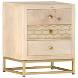 ZNTS Bedside Cabinet Gold 40x30x50 cm Solid Mango Wood 286504