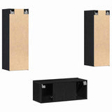 TV Cabinet Set Wall-mounted 3 pcs Black oak Medium MDF 3393292