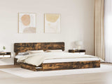 Storage Bed with Drawer Smoked Oak 180 x 200 cm Engineered Wood 3412252