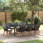Garden Dining Set with Cushion 9 pcs Black Poly Rattan 3261676