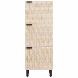 Highboard White Wash Finish 40 x 33 x 110 cm Solid Mango Wood 4017893