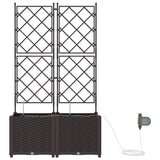 Garden Planter 2 pcs Brown 80 x 40 x 142 cm PP 42002828