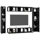 TV Cabinet Set Wall-mounted 10 pcs Black Oak Engineered Wood 3393151