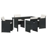 Garden Dining Set with Cushion Folding 5 pcs Black Poly rattan 3379941