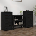 Sideboards 2 pcs Black 40x35x80 cm Solid Wood Pine 813748