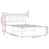Metal Bed Frame without Mattress with Headboard White 100x200cm 373735