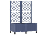 Garden Planter with Trellis&Wheels Blue Grey 80 x 40 x 146 cm 3422971