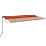 3069165 Manual Retractable Awning with LED 600x300 cm Orange and Brown