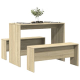 3 Piece Dining Table and Bench set Sonoma Oak Engineered Wood 855532
