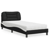 Bed with Mattress "Hvar" Black and White 90x190 cm Single Faux Leather 3208753