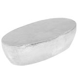 Coffee Table Hammered Silver 100x50x28 cm Aluminium 246506