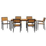 Garden Dining Set 7 pcs Black and brown 180 x 90 x 75 cm 3284418