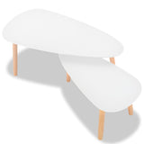 Coffee Table Set 2 Pieces Solid Pinewood White 244731
