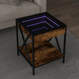 Coffee Table with Infinity LED Smoked Oak 40x40x49 cm 847694