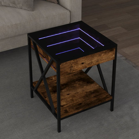 ZNTS Coffee Table with Infinity LED Smoked Oak 40x40x49 cm 847694