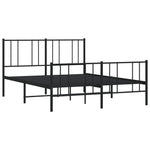 ZNTS Metal Bed Frame without Mattress with Footboard Black 120x200cm 352496