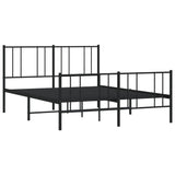 ZNTS Metal Bed Frame without Mattress with Footboard Black 120x200cm 352496