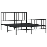Metal Bed Frame without Mattress with Footboard Black 160x200cm 352501