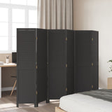 Room Divider 6 Panels Black Solid Wood Paulownia 358857