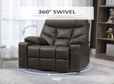 Manual Reclining Chair, Recliner Armchair with Faux Leather, Footrest, Cup Holders, 86x93x102cm, T3398P343138
