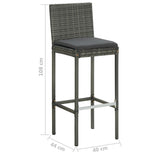 5 Piece Garden Bar Set with Cushions Poly Rattan Grey 3095418