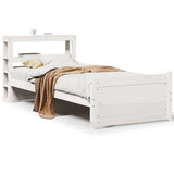 Bed Frame with Headboard without Mattress White 90x190 cm Single 3306008