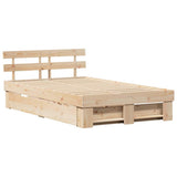 Bed Frame with Headboard Brown 140 x 190 cm Solid Pine Wood 3382280