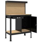 Workbench Black 90 x 49 x 141 cm Engineered Wood and Metal 42020133