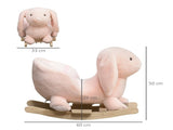 Kids Rocking Rabbit, Plush Rocking Horse Ride-On w/ Sound, Wood Base, Seatbelt, for Ages 18-36 T3398P348008