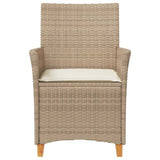 Garden Chairs with Cushions 2 pcs Beige Poly Rattan&Solid Wood 368719