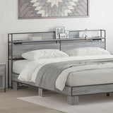 Storage Headboard with Shelf Grey sonoma 180 cm Engineered wood 859658