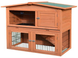 Rabbit Hutch Outdoor Guinea Pig Hutch 2-Tier Bunny Cage with No-Leak Tray 100.5 x 55 x 101 cm T3398P547956