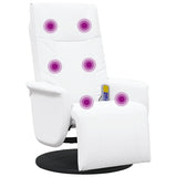 Massage Recliner Chair with Footrest White Faux Leather 356518