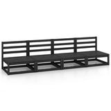 Garden 4-Seater Sofa Black Solid Pinewood 3075343