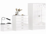 High Gloss 3 Piece Trio Bedroom Furniture Set Wardrobe Chest Of Drawer Bedside White T3398P378751