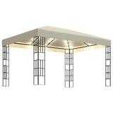 Gazebo with LED String Lights 3x4 m Cream 3070321