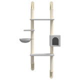 Wall-mounted Cat Tree with Scratching Post Light Grey 180 cm 172402