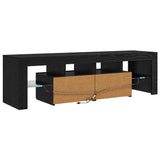 TV Cabinet with LED Lights Black Oak 140x36.5x40 cm Engineered Wood 862030