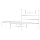 Metal Bed Frame without Mattress with Headboard White 90x200cm 355309