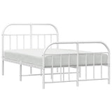 Bed Frame White Powder-Coated Steel Double Bed Frame 353700