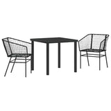 Garden Dining Set 3 pcs Black Poly Rattan 3380890