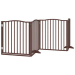 Dog Gate with Door Foldable 4 Panels Brown Oak 320 cm Poplar Wood 352235