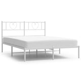Metal Bed Frame without Mattress with Headboard White 120x200cm 355510