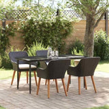 Garden Dining Set with Cushion 5 pcs Black Poly Rattan 3261666