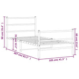 Metal Bed Frame without Mattress with Footboard White 100x200cm 355427